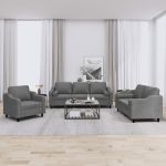 Set de canapele cu perne, 3 piese, gri închis, textil GartenMobel Dekor
