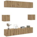 Set dulap TV 6 piese montat pe perete Stejar artizanal GartenMobel Dekor
