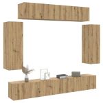 Set dulap TV 6 piese montat pe perete Stejar artizanal GartenMobel Dekor