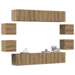 Set dulap TV 8 piese montat pe perete Stejar artizanal GartenMobel Dekor