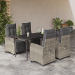 Set mobilier de grădină cu perne, 5 piese gri deschis poliratan GartenMobel Dekor