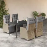 Set mobilier pentru grădină, 5 piese, cu perne, bej, poliratan GartenMobel Dekor