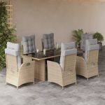 Set mobilier pentru grădină, 7 piese, cu perne, bej, poliratan GartenMobel Dekor