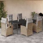 Set mobilier pentru grădină, 7 piese, cu perne, bej, poliratan GartenMobel Dekor