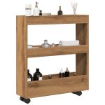 Cărucior de depozitare îngust, 3 niveluri stejar artizanal lemn GartenMobel Dekor