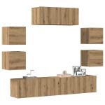 Set dulap TV 7 piese montat pe perete Stejar artizanal GartenMobel Dekor
