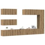 Set dulap TV 7 piese montat pe perete Stejar artizanal GartenMobel Dekor