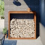 Suport pentru lemne de foc 100x40x100 cm Oțel pentru intemperii GartenMobel Dekor