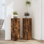 Suporturi de plante 2 buc. stejar fumuriu 25x25x80 cm lemn GartenMobel Dekor