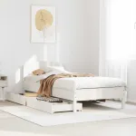 Cadru pat fără saltea, alb, 100x200 cm, lemn masiv pin GartenMobel Dekor