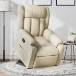 Fotoliu rabatabil cu ridicare pe verticală, crem, textil GartenMobel Dekor