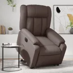 Fotoliu rabatabil electric cu ridicare, maro, piele ecologică GartenMobel Dekor