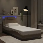 Cadru de pat cu lumini LED cappuccino 90x190 cm piele ecologică GartenMobel Dekor