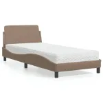 Pat cu saltea, cappuccino, 90x190 cm piele ecologică GartenMobel Dekor