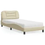 Pat cu saltea, crem, 90x190 cm, textil GartenMobel Dekor