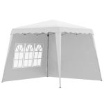 Pavilion pentru gradina/comercial, cadru otel, 2 pereti, pliabil, cu geanta, inaltime reglabila, alb, 2.89x2.89x2.50 m GartenVIP DiyLine