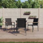 Set mobilier de grădină, 5 piese, negru, textilenă și oțel GartenMobel Dekor