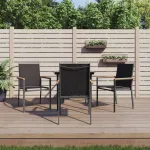 Set mobilier de grădină, 5 piese, negru, textilenă și oțel GartenMobel Dekor