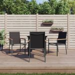 Set mobilier de grădină, 5 piese, negru, textilenă și oțel GartenMobel Dekor