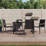 Set mobilier de grădină, 5 piese, negru, textilenă și oțel GartenMobel Dekor