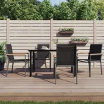 Set mobilier de grădină, 5 piese, negru, textilenă și oțel GartenMobel Dekor
