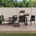 Set mobilier de grădină, 5 piese, negru, textilenă și oțel GartenMobel Dekor
