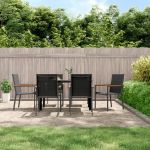 Set mobilier de grădină, 7 piese, negru, textilenă și oțel GartenMobel Dekor
