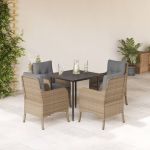 Set mobilier de grădină cu perne, 5 piese, bej, poliratan GartenMobel Dekor