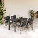 Set mobilier de grădină cu perne, 5 piese gri deschis poliratan GartenMobel Dekor