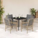 Set mobilier pentru grădină, 5 piese, cu perne, bej, poliratan GartenMobel Dekor