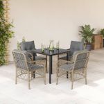 Set mobilier pentru grădină, 5 piese, cu perne, bej, poliratan GartenMobel Dekor