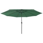 Umbrelă soare de grădină cu LED-uri, verde, 400 cm GartenMobel Dekor