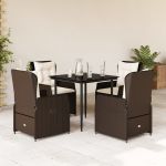 Set mobilier de grădină, 5 piese, cu perne, maro, poliratan GartenMobel Dekor