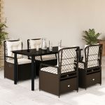 Set mobilier de grădină, 5 piese, cu perne, maro, poliratan GartenMobel Dekor