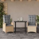 Set mobilier de grădină cu perne, 3 piese, bej, poliratan GartenMobel Dekor