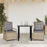 Set mobilier de grădină cu perne, 3 piese, bej, poliratan GartenMobel Dekor
