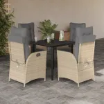 Set mobilier de grădină cu perne, 5 piese, bej, poliratan GartenMobel Dekor