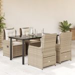 Set mobilier de grădină cu perne, 5 piese, bej, poliratan GartenMobel Dekor