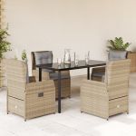 Set mobilier de grădină cu perne, 5 piese, bej, poliratan GartenMobel Dekor