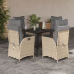 Set mobilier de grădină cu perne, 5 piese, bej, poliratan GartenMobel Dekor