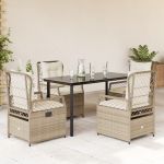 Set mobilier de grădină cu perne, 5 piese, bej, poliratan GartenMobel Dekor