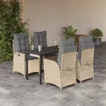 Set mobilier de grădină cu perne, 5 piese, bej, poliratan GartenMobel Dekor