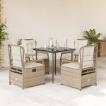 Set mobilier de grădină cu perne, 5 piese, bej, poliratan GartenMobel Dekor