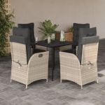 Set mobilier de grădină cu perne, 5 piese gri deschis poliratan GartenMobel Dekor