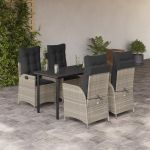 Set mobilier de grădină cu perne, 5 piese gri deschis poliratan GartenMobel Dekor