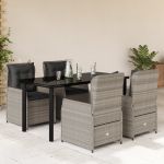 Set mobilier de grădină cu perne, 5 piese gri deschis poliratan GartenMobel Dekor