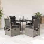 Set mobilier de grădină cu perne, 5 piese gri deschis poliratan GartenMobel Dekor