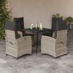 Set mobilier de grădină cu perne, 5 piese gri deschis poliratan GartenMobel Dekor