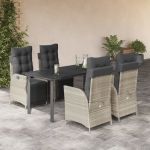 Set mobilier de grădină cu perne, 5 piese gri deschis poliratan GartenMobel Dekor