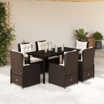 Set mobilier de grădină cu perne, 7 piese, maro, poliratan GartenMobel Dekor
